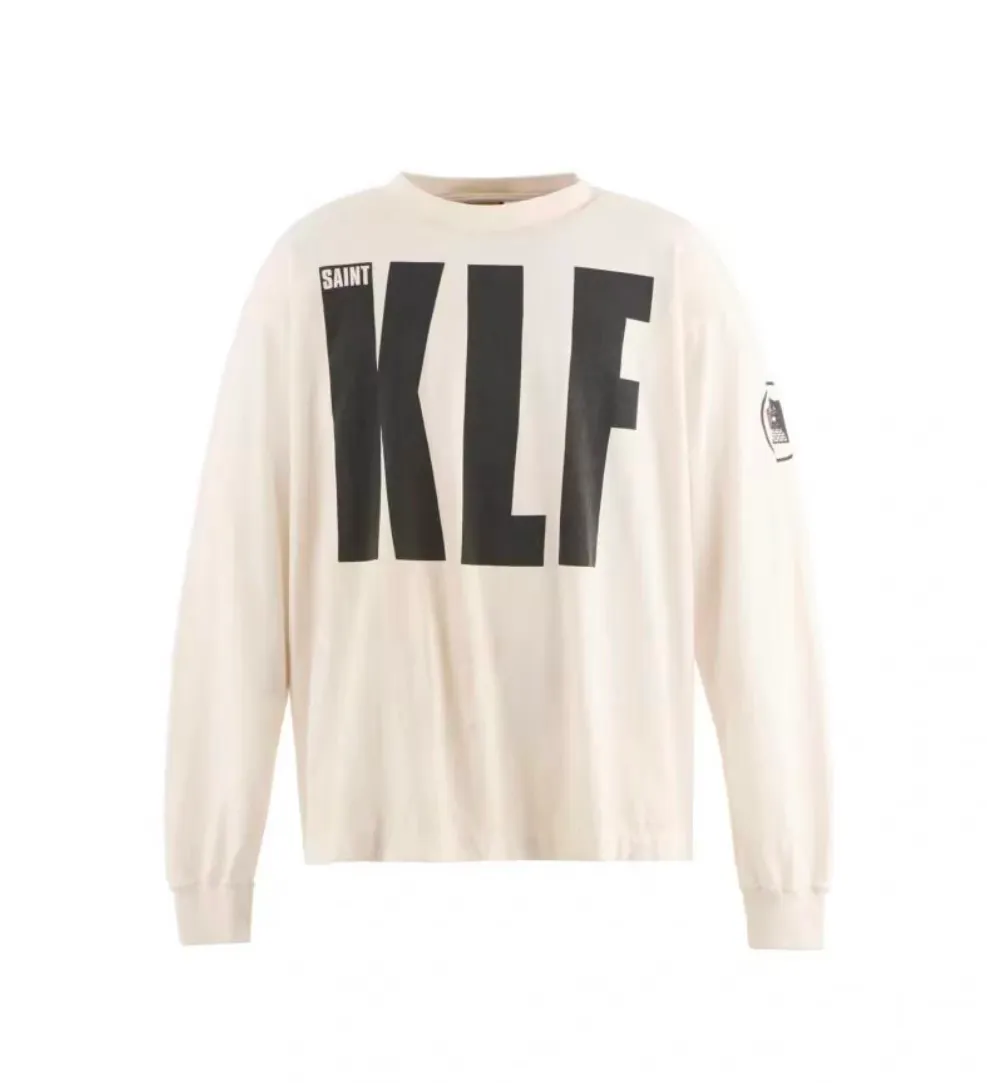 Spot ST1046 cement white P146 Saint Michael 25SS "klf exhibition limited" washed and aged long-sleeved T-shirt size S-M-L-XL